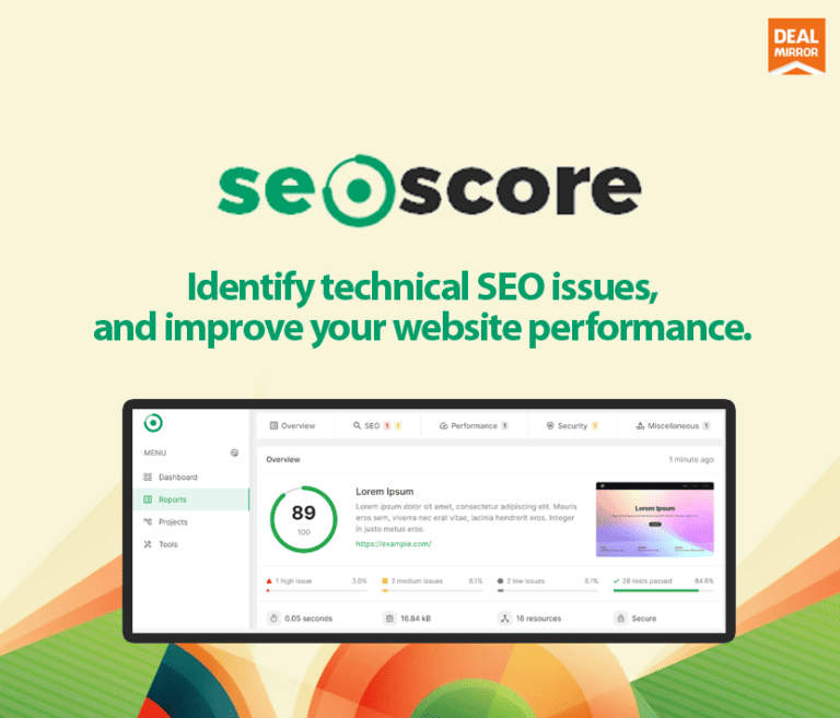 SEO SCORE Lifetime Deal : Insightful And Concise SEO Reports