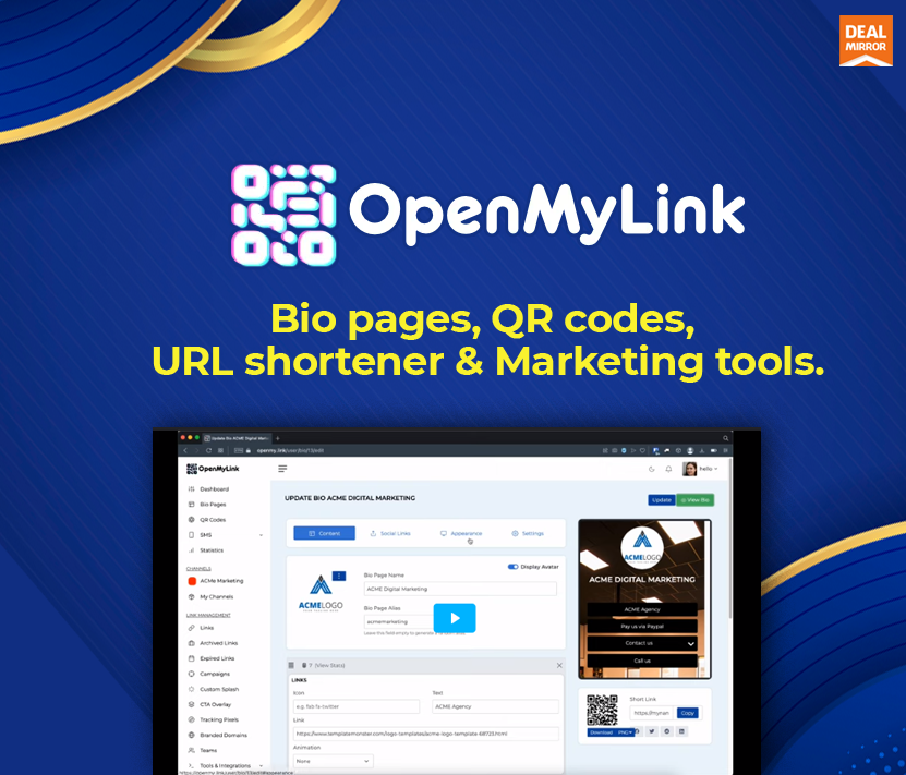 OpenMyLink Lifetime Deal :- A QR codes & URL Shortener
