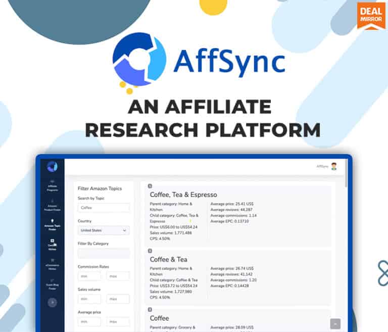 AffSync Lifetime Deal : All-in-one Affiliate Research Tool